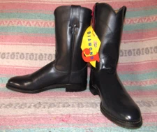 Justin Diamond J Navy Leather Roper Cowboy Boots Men 6 D Lady 7.5 M NEW in Box