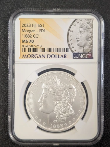 "1882-CC" NGC MS-70 2023 FIJI MORGAN DOLLAR First Day of issue