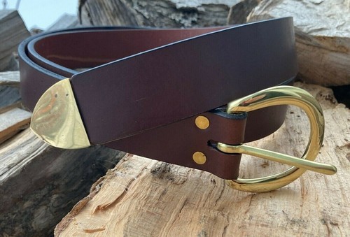 1.5" Wide Brown Medieval Buckle Belt - Medieval SCA LARP Cosplay Faire Pirate - 第 1/7 張圖片
