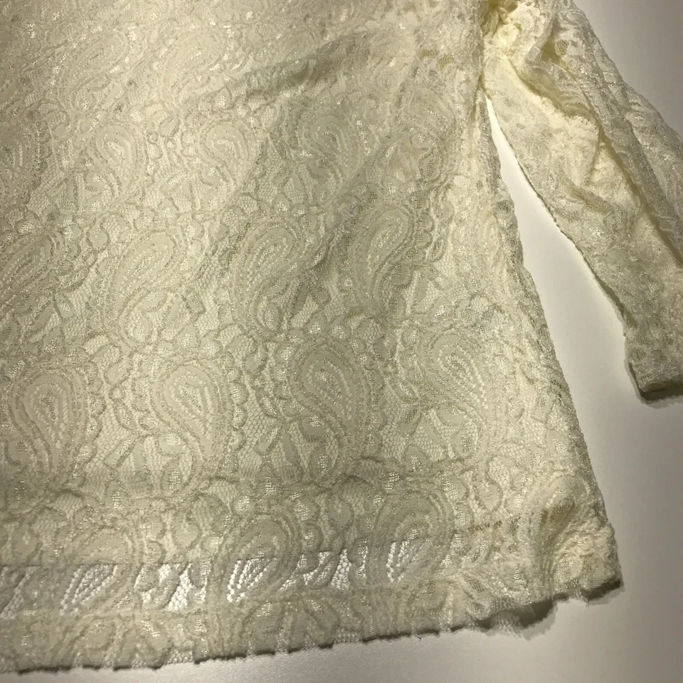 Blusa Travel Smith para mujer talla XL crema cachemira encaje superpuesto forrada manga 3/4 Foto 4 de 4