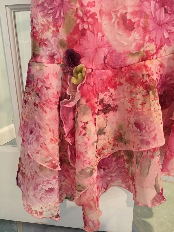 Vestido sin mangas CachCach para niñas con encogimiento de hombros talla 6 floral Pascua Foto 2 de 4