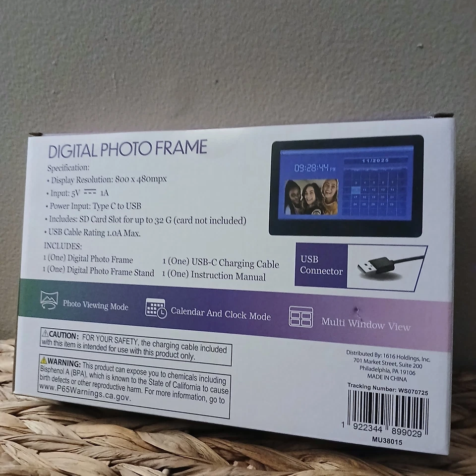 Digital Photo Frame 7.17" x 4.84" - Black Frame -Calendar & Clock Mode NEW - Image 2 of 4