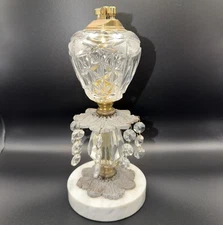Mid Century Vintage Crystal Table Lighter With Decorative Base