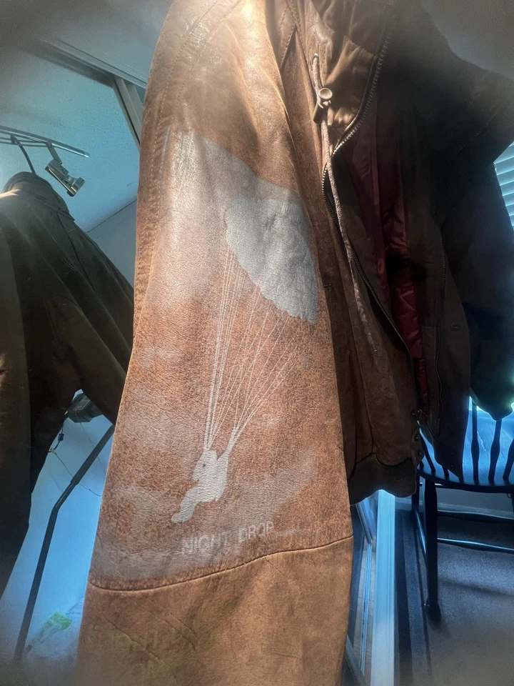 复古 Chia 皮革夹克男式大号棕色口袋坚固时尚  — 第 4/4 张图片