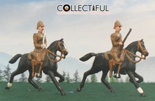 LEAD SOLDIERS X2 - MOUNTED ARMY CAVALRY - KHAKI - BRITAINS SIZE   L134