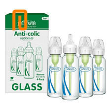 Dr. Brown's Anti-Colic Options Narrow Glass 8 8 Ounce, 4 Pack, Clear