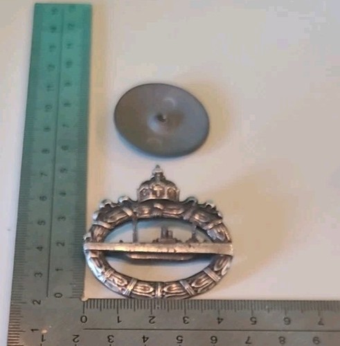 GERMAN U BOAT BADGE PIN WW1 STAMPED WALTER SCHOT Screw Back