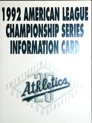 Oakland Athletics 1992 ALCS Playoffs Championship Series Information Card Phone