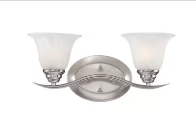 Volume Lighting Trinidad 2-Light Brushed Nickel Vanity Light w/Alabaster Shades