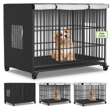 Dog Crate Cover, Waterproof  Windproof 42-Inch Dog Cage Cover with Plush Lin...