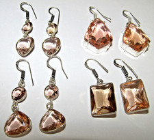 Peach Morganite dangle earrings in silver beautiful faceted sparkly fast UK post