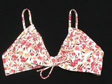 Shade  Shore Womens size XL 16 Floral Tunneled Tie-Front Triangle Bikini Top