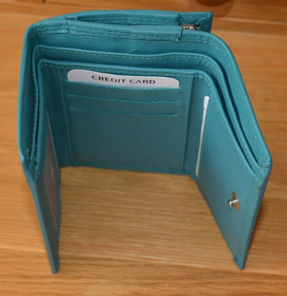 Bercy Geldbörse Portmonnaie echt Leder RFID-Schutz türkis  neu - Bild 3 von 4