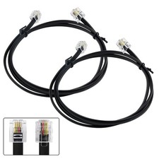 2 Pack 3 Feet Black Telephone Line Cord with RJ11 6P4C Connectors for Phone