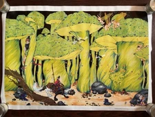 Vintage 1999 Enchanted Forest-Mushroom Town Poster 22x32” Still In Plastic-Fairy