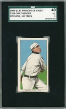 T206 1909-11 CHIEF BENDER PITCHING NO TREES HOF EL PRINCIPE DE GALES BACK SGC 3