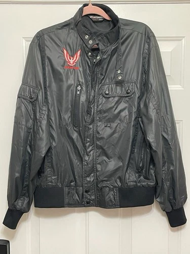 Vtg Pontiac Trans Am Jacket Mens L Sportsmaster Black Nylon Screaming Chicken - product listing photo
