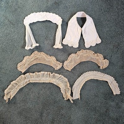 Vintage & Antique Lot of 6 Victorian Edwardian 1900s Lace Dress Collars & Trim