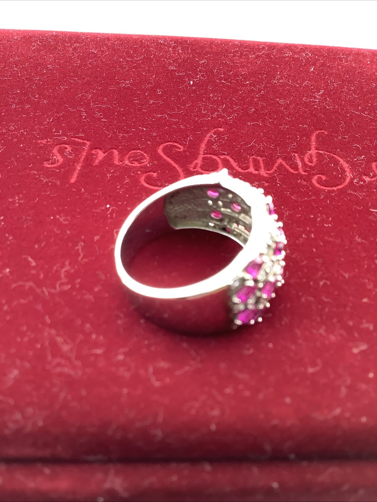 Ruby and white quartz ring sterling silver sz 8 w… - image 7