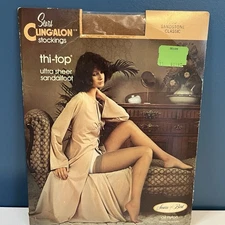VTG Sears Cling-alon Stockings Thi-Top 7250 Sandstone Classic ultra sheer
