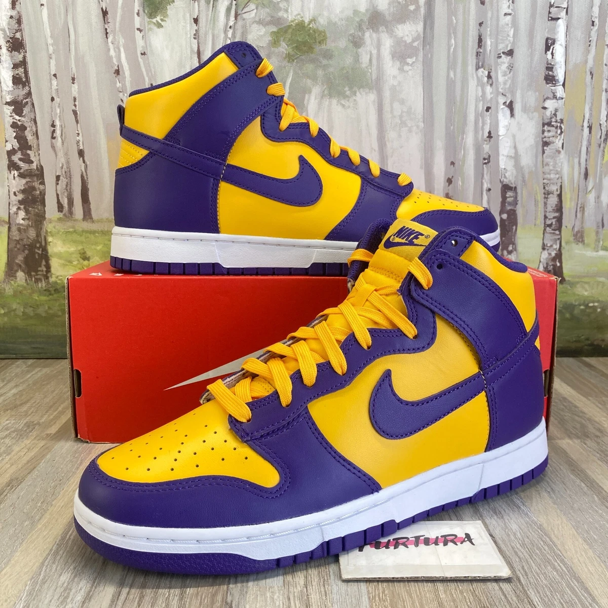 新品！NIKE DUNK HIGH LAKERS Yellow Purple