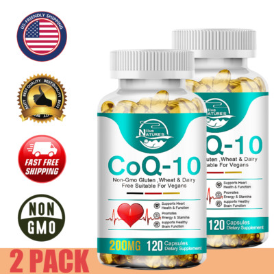 (2 Pack)CoQ 10 CoEnzyme Q-10 200mg Support Heart Health,High Potency 240 Capsule