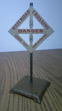 American Flyer railroad crossing sign stand pre war metal design VG cond.   Z141