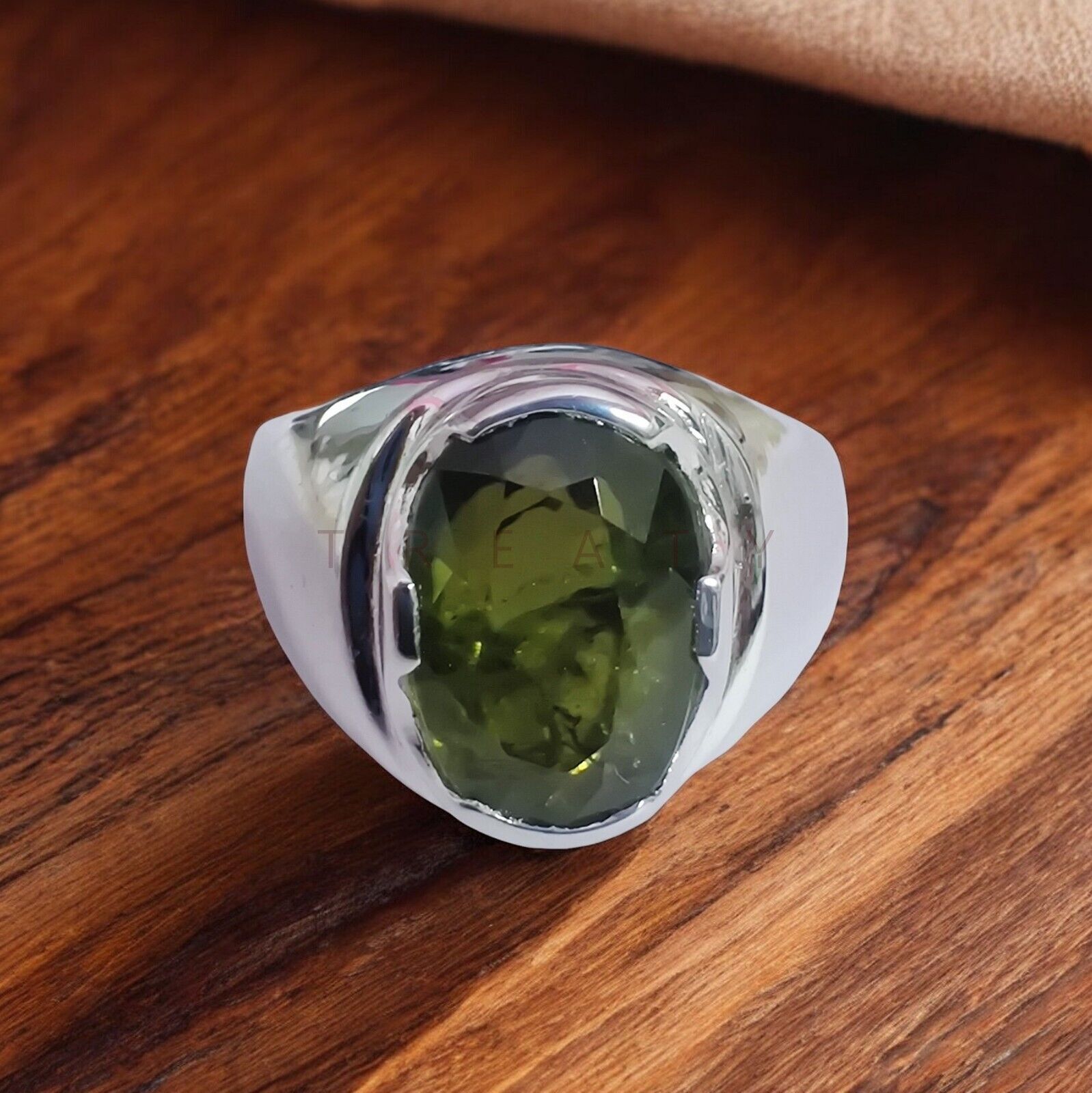 Peridot Oval Cut Gemstone With 925 Sterling Silver Ring For Men's #A169 *