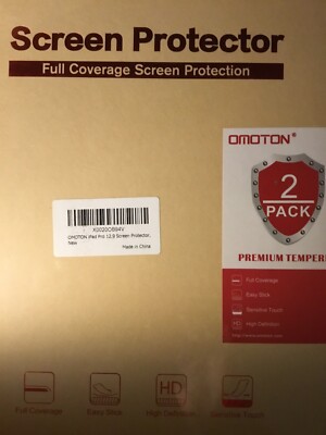 Omoton iPad Pro 12.9 Screen Protector - 2 Pack Premium Tempered. Full Coverage