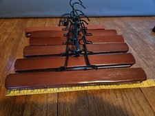 Vintage Wooden Pant/Skirt Hangers Felt Lined 11  Set Of 6