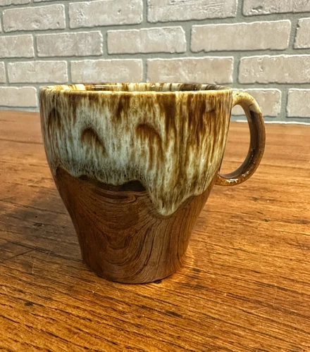 Vintage Brown Drip Glaze *HULL* USA Oven Proof Stoneware Coffee Tea Mug Cup