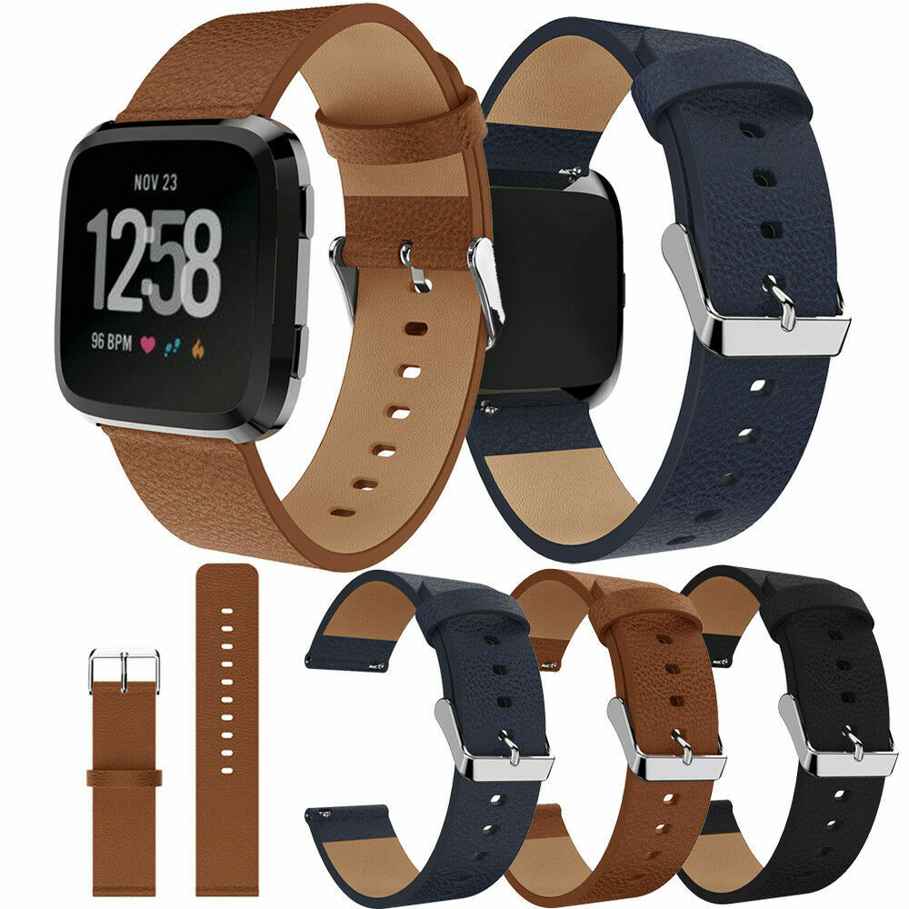 Leather Wristband Watch Band Strap For Fitbit Versa Versa Lite
