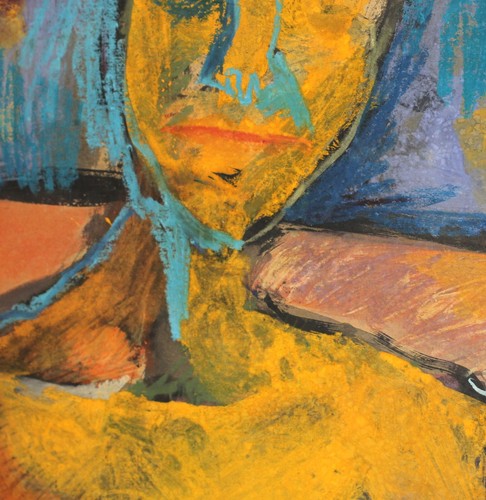 Vintage Original Gouache Gemälde Abstrakt Figur Signiert - Bild 10 von 13