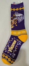 NFL Minnesota Vikings Ugly Sweater Socks, New (SWEATER STRIPE)