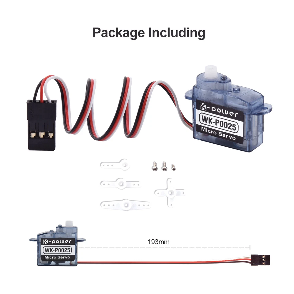 10pcs K-power P0025 2.5G High Speed Coreless Micro Servo for RC Airplane Hobbies - Image 3 of 4