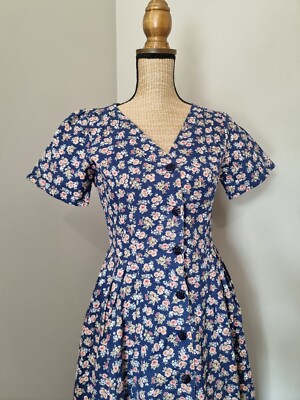 VINTAGE PRÄRIE KLEID GEBLÜMT HANDMADE FLOWER 60S 70S MADE BY CUTTER 
