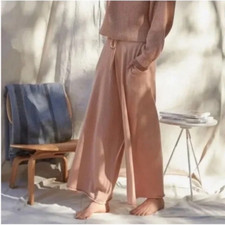 LUNYA Cozy Cotton Silk Relaxed Pant Wide Leg M Lounge Cotton Silk Blend Pajama