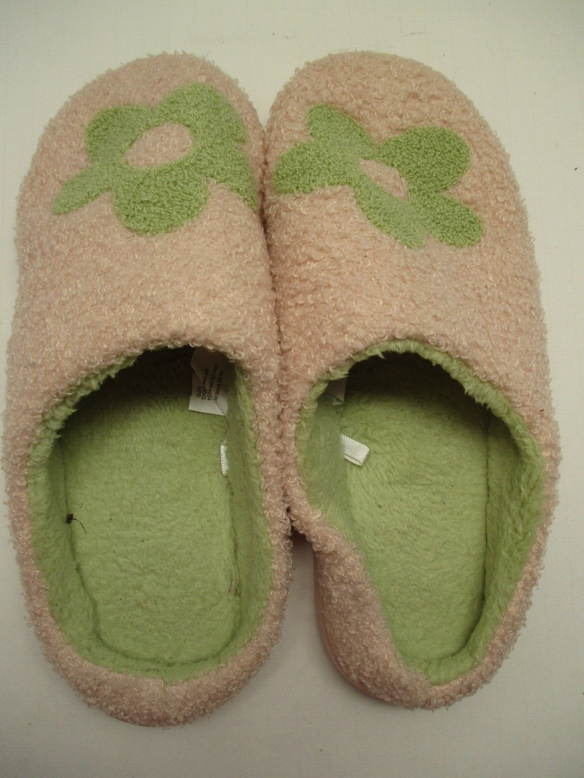 SAOLA Pantofole Jenni Womans rosa e verde margherite in pelliccia sintetica taglia GRANDE suola in gomma FU129
