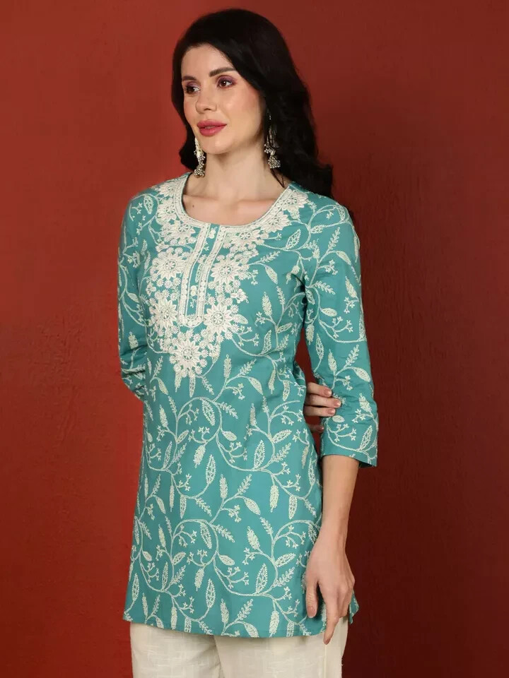 Buy Printed Cotton Kurti In Dark Blue Online : TUV474 - Utsav Fashion - Foto 6