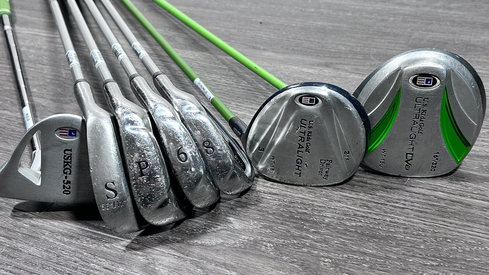 US Kids WT-15 57&rdquo; Set Of 7 1W, 3W, 6i, 8i, S, P, Putter 57" Youth RH