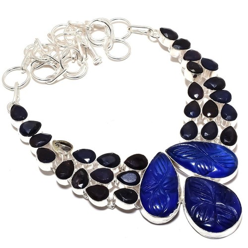 Bijou Argent 925 Occasion Collier Ras Du Cou En Argent Massif 925 Avec Lapis Lazuli - Bijou Ethnique - Occasion Lapis Lazuli Egypte
