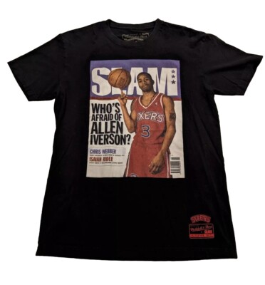 Allen Iverson Medium T Shirt Slam Magazine Mitchell and Ness Black