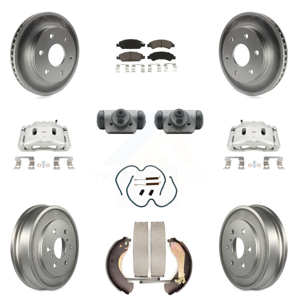 Front & Rear Disc Brake Caliper Rotor Drum Ceramic Pad Shoes Cylinder Kit