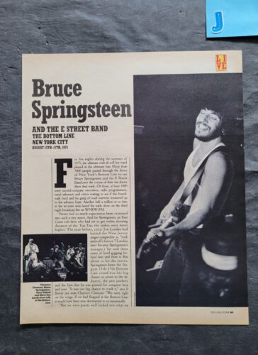 Bruce Springsteen New York's Bottom Line 1975 concert récapitulatif mag clipping '87 - Photo 1 sur 2