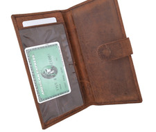 Hunter Brown RFID Blocking Genuine Leather Standard Checkbook Cover Holder Snap