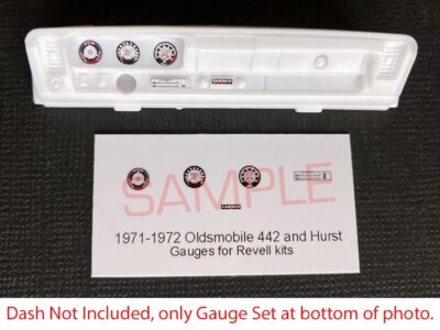 1971 - 1972 OLDSMOBILE 442 GAUGE FACES for 1/25 scale REVELL kits PLEASE READ