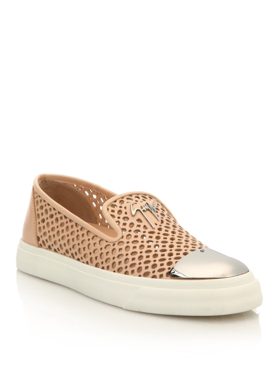 Giuseppe ZANOTTI LONDON LOGO PERFORATED SKATE SNEAKERS MOCCASINS
