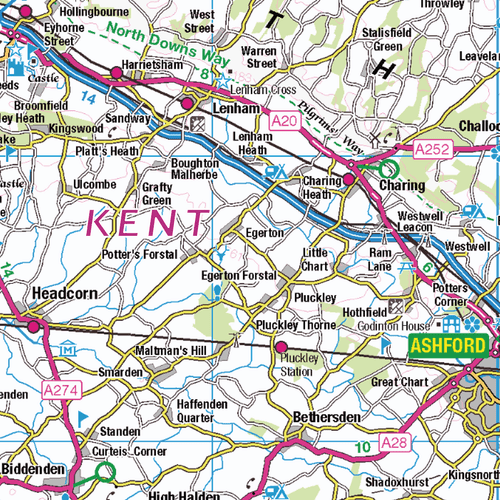 Kent Ceremonial County Map - County Map of Kent - Picture 2 of 5