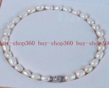 Beautiful 8-9MM Natural White Freshwater Cultured Baroque Pearl Necklace 18"
