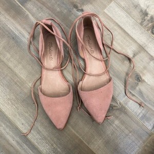 blush lace up flats